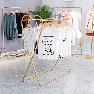 China (Other) Men's and Women's Double Tier Adjustable Golden Single Tier Clothing Display Rack for sale