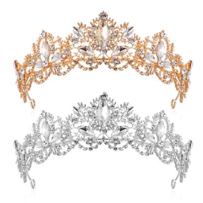 China New Fashion Bohemia Crystal AB Light Gold Tiaras Baroque Luxury Bridal Crown Tiaras For Women Bride Wedding Hair Accessories for sale