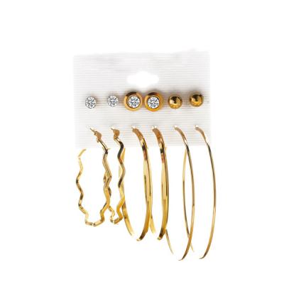 China Classic gold-plated 6 pairs of earrings simple atmosphere set personality big circle earrings fashion exaggerated earrings for sale