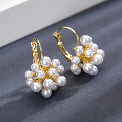 China New high sense temperament earring fashion earring simple Korean female classic pearl earring pearl ball floret tide for sale