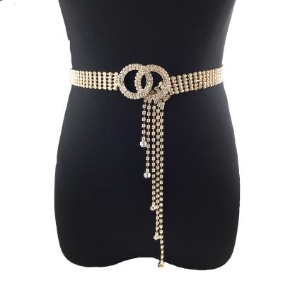 China Sexy hot full rhinestone personality fashion clothing accessories belt accessories ladies fashionable waist chain for sale