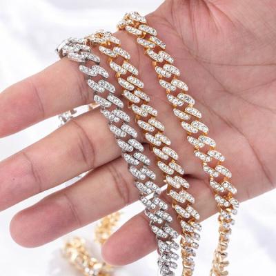 China Hot CLASSIC American Hip Hop Amazon Style Gold and Silver Men's Necklace With Gold Chain Lightly Inlaid CZ Cubic Zirconia Cuban Chain for sale