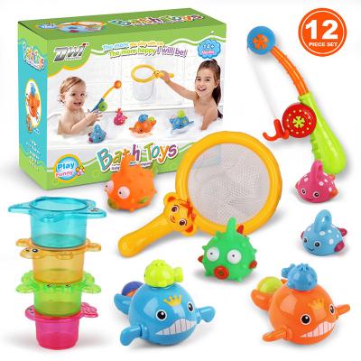 China Bath Toy Bath Toys for Doddler Fishing Floating Squirts Toy and Stacking Cups in Bathtub Bathroom for sale