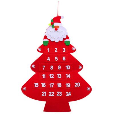 China Good Quality Durable Felt Christmas Tree Hanging DIY Christmas Tree Felt Christmas Tree Advent Calendar for sale