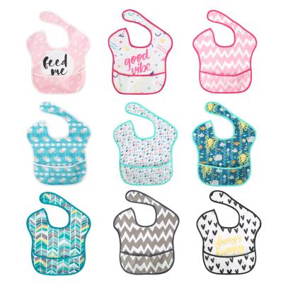 China Baby Washable Bi-layer Scarf Baby Bi-perimeter Bi-color Rice Pouch Soak Up Water Intake Cotton Bib Button Child Bib for sale