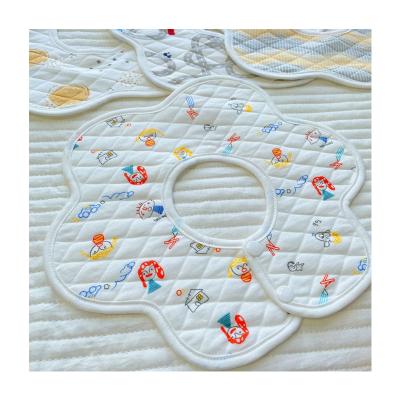 China 360 Degree Petal Neckline Designer Baby Bibs Washable Hot Selling Baby Bibs Cotton Baby Muslin Print Bibs Baby Muslin Print for sale