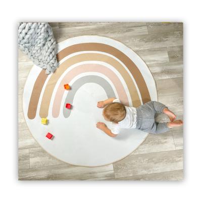 China Rainbow Area Washable Washable Round Rugs and Blankets for Kids Living Room Kids Baby Play Mat for sale