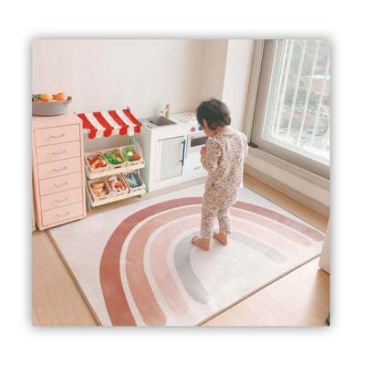 China Washable Cute Rainbow Rug Mat Soft Carpets For Bedroom Kids Room Crawling Rug for sale