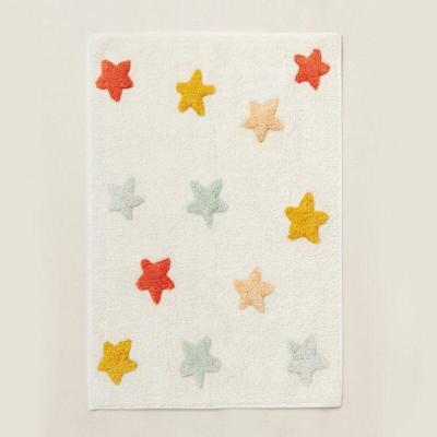 China Washable Modern Decoration Bedroom 3d Velvet Printed Rectangular Cute Colorful Star Rainbow Kids Play Blankets for sale