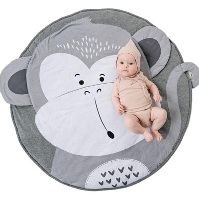 China Washable Cartoon Animal Round Baby Play Mat Folding Washable Kids Creeping Mat Crawling Mat for sale