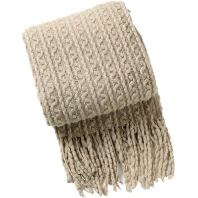 China Northern Europe Summer Nap Throw Blanket Sofa Bed End Anti-Static Tassels Knitted Blanket for sale