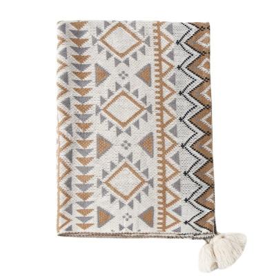 China Geometric Pattern Acrylic Anti-static Bohemian Blanket Knit Throw Blankets For Home Decor for sale