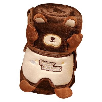 China Anti Dust Mite Cartoon Animal Flannel Blanket Binding Portable Office Student Classroom Nap Hood Pad for sale