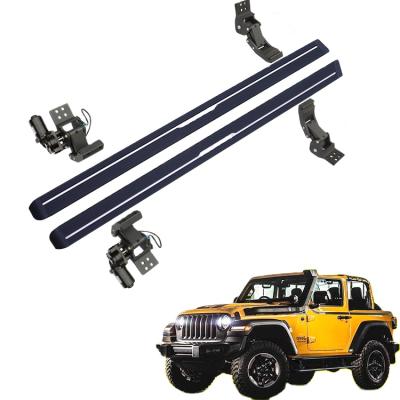 China High Quality Aluminum Plastic Alloy+PP New Waterproof Electric Retractable Side Steps Operate Running Boards For Jeep Wrangler JL (Two-Door) 2018+ for sale