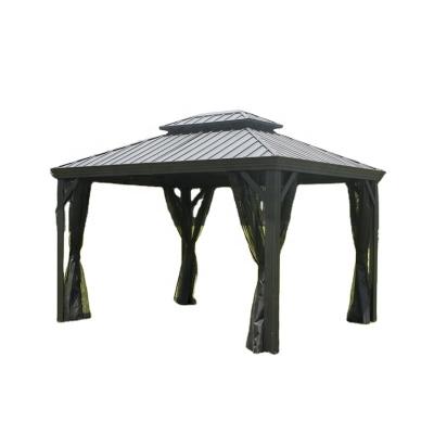 China Durable 10' x10' 3x3m Hardtop Aluminum Permanent Garden Gazebo Patio Outdoor Wedding Canopy with a Mosquito Net and Privacy Sidewalls for sale