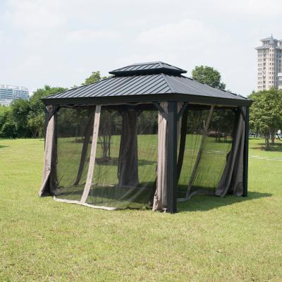 China Custom 3x3m Windproof Permanent Hardtop Pavilion Pergola Aluminum Metal Patio Gazebo for Outdoor Garden for sale