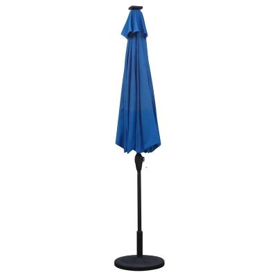 China Durable 9' Ft Table Umbrella 2.7M Outdoor Patio Lounge Umbrella Market Cafe Umbrella with Solar Crank and LED Lamp Switch Tilt for sale