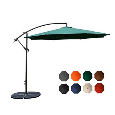 China Durable 10' 3M Outdoor Patio Lounge Cantilever Sunshade Market Hanging Feet Umbrella Crank With Airvent and Tilt Adjustment for sale