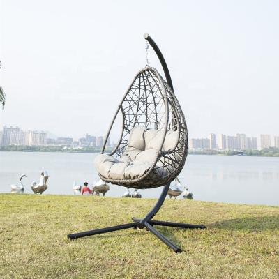 China Balcony Egg Chair Patio Hanging Wicker Hammock Super Comfortable Indoor And Outdoor Leisure Swing Chair Wicker Hanging Hammock With UV Resistant Stand And Cushion for sale