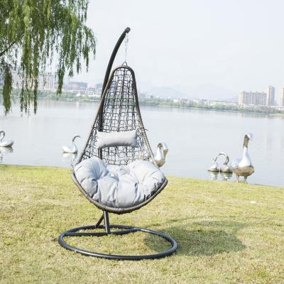 China Super Comfortable Hanging Curved Lounge Chair Swing Chair for Backyard Patio Indoor Outdoor Hammock with Canopy Shade Rattan Metal Wicker Frame for sale