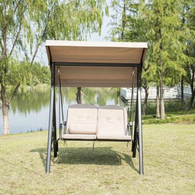 China Super Comfortable 2-Person Swing 2 Seats Outdoor Porch Patio Adjustable with Awning and Steel Frame Sunlight Protection UV Resistant Convertible for sale