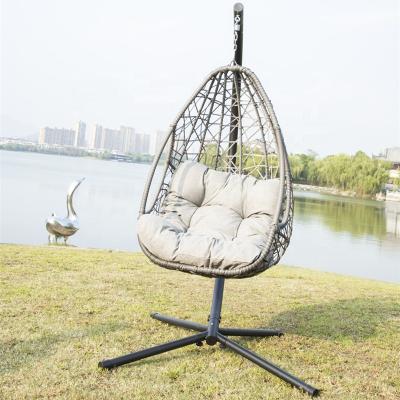 China Balcony Egg Chair Patio Hanging Wicker Hammock Super Comfortable Indoor And Outdoor Leisure Swing Chair Wicker Hanging Hammock With UV Resistant Stand And Cushion for sale