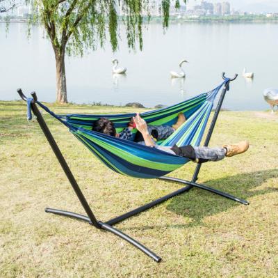 China Super Comfortable Outdoor Swing Rainbow Stripe Garden Hammock Portable Foldable Canvas Hanging Camping Bed Hammocks for sale