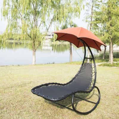 China Super Comfortable Hanging Curved Lounge Chair Swing Chair for Backyard Patio Indoor Outdoor Hammock with Built-in Canopy Shade Pillow Metal Frame for sale