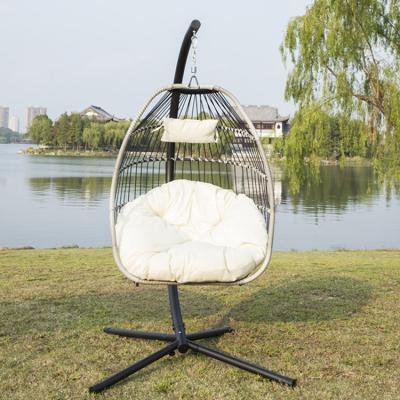 China Super Comfortable Outdoor Adult Outdoor Adult Patio Hammock Indoor Garden Furniture Rattan Swing Hanging Egg Chair with Stand for sale