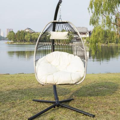 China Super Comfortable Adult Patio Rattan Hammock Hanging Swing With Stand Outdoor Garden Swing Chair Outdoor Furniture Swing Chair for sale