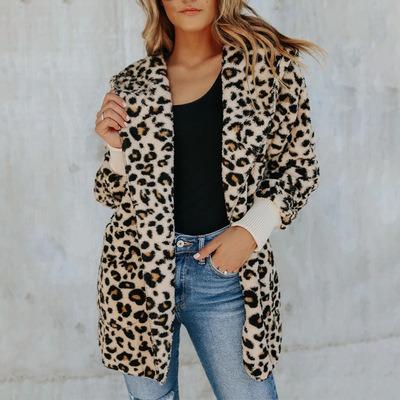 China New Anti-wrinkle Leopard Print Hooded Mid Length Women's Gold Velvet Coat Jacket Shacket for sale