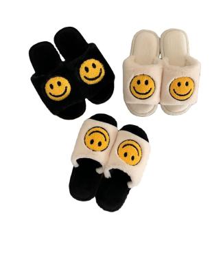 China Fashion Trend Winter Women's Smiley Face Slippers Comfortable Indoor Plush Warm Slippers for sale