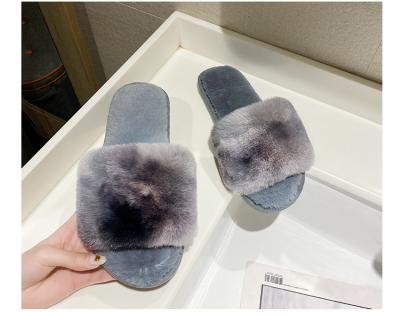 China Trendy Fashion Trend Tie-Dye Plush Slippers for Women Indoor and Outdoor Open-toe Single-Term Cotton Plush Warm Wiping Slippers for sale