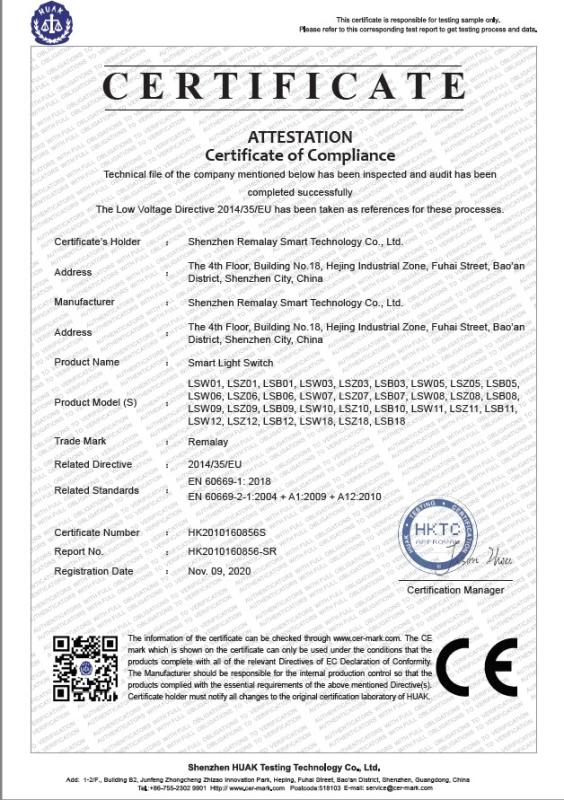 CE - Shenzhen Remalay Smart Technology Co., Ltd.