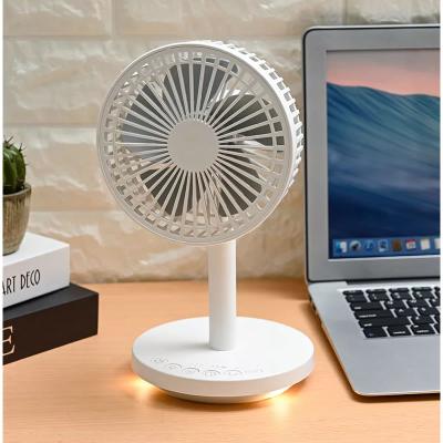 China Small Ambient Light Portable USB Rechargeable Rechargeable 4000mAh Battery Mini Table Fan Powerful Stand Desk Fan for Office Home Office Bedroom for sale