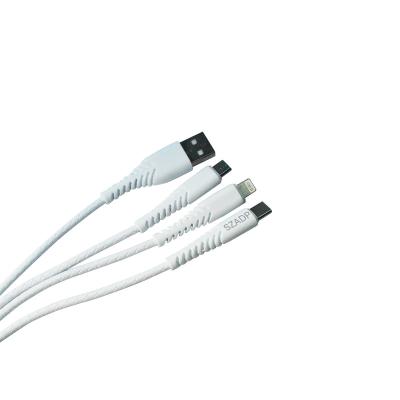 China Mobile Phone ADP Charger Mobile Phone Fast Charging Multi Data Line 3 In 1 Micro USB Type C Cable Data Charger Cable for sale