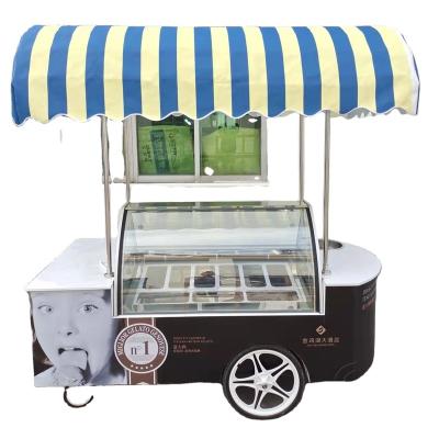 China Single-Temperature Ice Cream Display Cabinet Freezer Refrigerator Gelato Popsicle Push Cart for sale