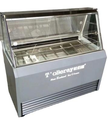 China Commercial Single-Temperature 6/8/10/12/16/18Pans Glass Gelato Display Freezer Ice Cream Showcase For Sale for sale