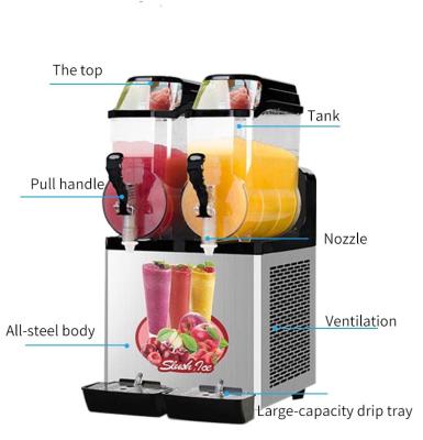 China Hotels zs202 Double Tank Commercial Slush Ice Machine Ice Smoothie Maker Granita Slush Machine for sale