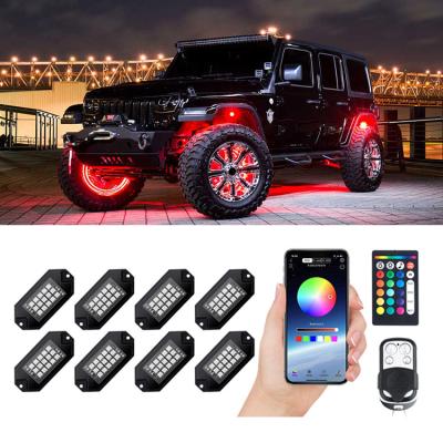 China Touring Car 8 Pods RGB LED Rock Lights 120 LED Multicolor Neon Lights Underglow Waterproof With RF/APP Control Music Mode Timing Function for sale