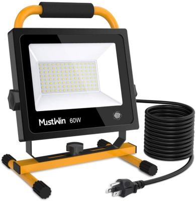 China Aluminum and Tempered Glass 60W Portable LED Work Light 6000LM (450W Equivalent) IP65 Waterproof Dimmable 112 LED Flood Light Touch Switch Rack 16ft/5M for sale