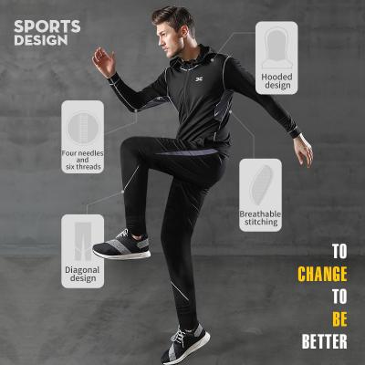 China Manufacture Amazon Fashion Sportswear Four-Piece Mens Sportswear Breathable Running Suit Customized Running Fitness Sportswear for sale