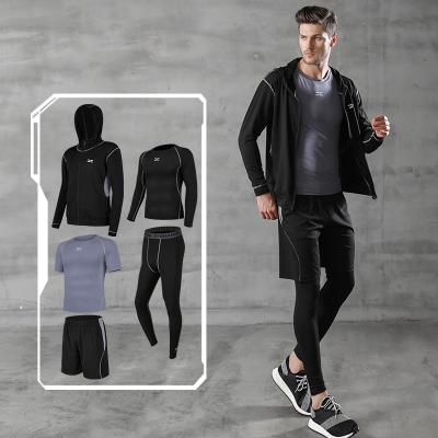 China Wholesale Men's Quick Dry Activewear Breathable Five-Piece Set Sportswear Set Spandex Gym Fitness Clothing For Men for sale