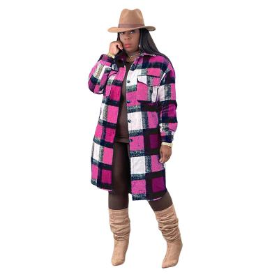 China New Product Autumn Hot Style Multicolor Jacket Outerwear Shirt High Quality Woolen Coat Lapel Cute Plaid Woolen Jacket for sale