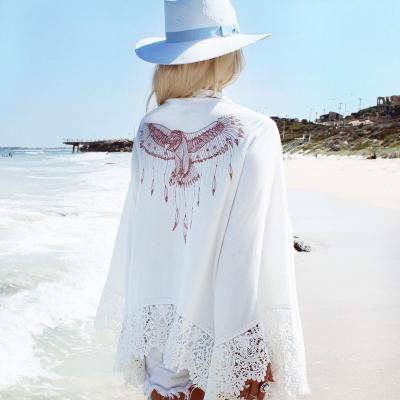 China Beautiful Eagle Lacy Edge Blouse Beach Cover Embroidered Breathable Up Cape for sale