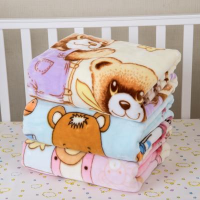 China Wholesale High Quality Anti-Static Cute Cartoon Super Soft Raschel Shear Newborn Baby Blanket for sale