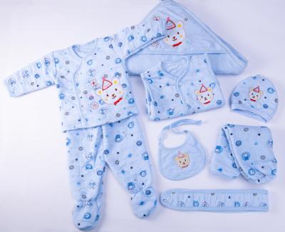 China 8PCS Antibacterial Set Cotton Warm Winter Pajamas Baby Suit High Quality Quilted Thick Infant Baby Clothes Set for sale