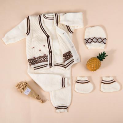 China Newborn baby sweater set anti-pilling winter warm cute unisex cardigan sweater wholesale for sale