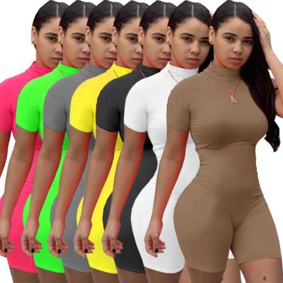 China J020 women's sexy tights sports fitness soft/breathable high stretch fashion running plain shorts overalls for sale