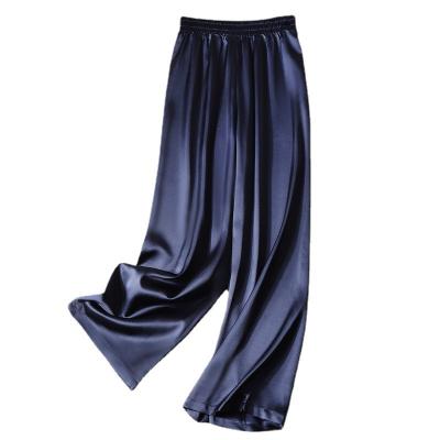 China P018 Women's Summer Breathable Satin Straight Pants High Waist Pearlescent Silk Pants for sale